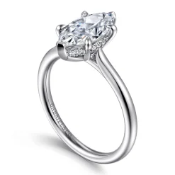 New Gabriel & Co. Aure - 14K White Gold Marquise Shape Solitaire Diamond Engagement Ring