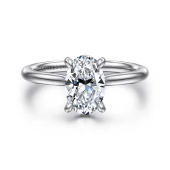 Clearance Gabriel & Co. Aure - 14K White Gold Oval Solitaire Diamond Engagement Ring