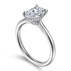 Clearance Gabriel & Co. Aure - 14K White Gold Oval Solitaire Diamond Engagement Ring