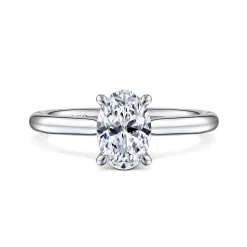 New Gabriel & Co. Aure - 14K White Gold Oval Solitaire Diamond Engagement Ring