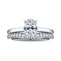 New Gabriel & Co. Aure - 14K White Gold Oval Solitaire Diamond Engagement Ring