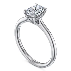 New Gabriel & Co. Aure - 14K White Gold Oval Solitaire Diamond Engagement Ring