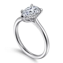 New Gabriel & Co. Aure - 14K White Gold Pear Shape Solitaire Diamond Engagement Ring