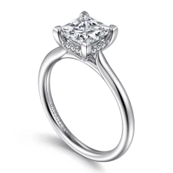 Discount Gabriel & Co. Aure - 14K White Gold Princess Cut Solitaire Diamond Engagement Ring