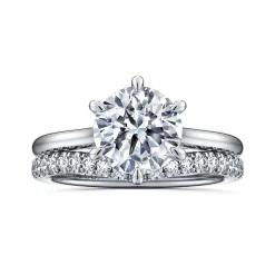 Clearance Gabriel & Co. Aure - 14K White Gold 6 Prong Round Solitaire Diamond Engagement Ring
