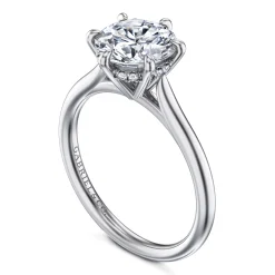 Clearance Gabriel & Co. Aure - 14K White Gold 6 Prong Round Solitaire Diamond Engagement Ring