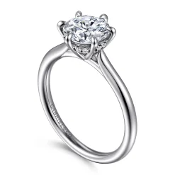 Outlet Gabriel & Co. Aure - 14K White Gold 6 Prong Round Solitaire Diamond Engagement Ring