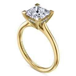 Best Gabriel & Co. Aure - 14K Yellow Gold Princess Cut Solitaire Diamond Engagement Ring