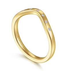 New Gabriel & Co. Aurivine - 14K Yellow Gold Bezel 7 Stone Diamond Anniversary Band - 0.05 ct