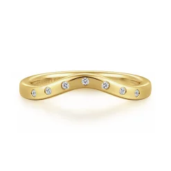 New Gabriel & Co. Aurivine - 14K Yellow Gold Bezel 7 Stone Diamond Anniversary Band - 0.05 ct