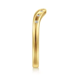 New Gabriel & Co. Aurivine - 14K Yellow Gold Bezel 7 Stone Diamond Anniversary Band - 0.05 ct