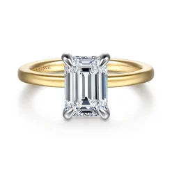Outlet Gabriel & Co. Austria - 14K White-Yellow Gold Emerald Cut Solitaire Diamond Engagement Ring