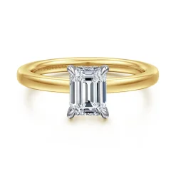 Best Gabriel & Co. Austria - 14K White-Yellow Gold Emerald Cut Diamond Engagement Ring