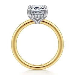 Sale Gabriel & Co. Austria - 14K White-Yellow Gold Emerald Cut Diamond Engagement Ring