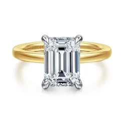 Sale Gabriel & Co. Austria - 14K White-Yellow Gold Emerald Cut Diamond Engagement Ring