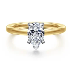 Outlet Gabriel & Co. Austria - 14K White-Yellow Gold Pear Shape Diamond Engagement Ring