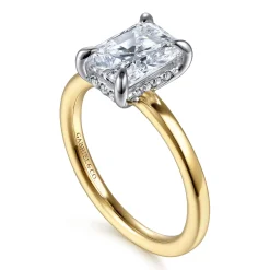 Best Gabriel & Co. Austria - 14K White-Yellow Gold Radiant Cut Diamond Engagement Ring