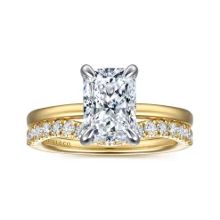 Best Gabriel & Co. Austria - 14K White-Yellow Gold Radiant Cut Diamond Engagement Ring