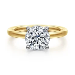 Clearance Gabriel & Co. Austria - 14K White-Yellow Gold Round Diamond Engagement Ring