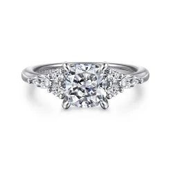 Outlet Gabriel & Co. Avah - 18K White Gold Cushion Cut Diamond Cluster Engagement Ring