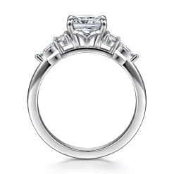 Clearance Gabriel & Co. Avah - 14K White Gold Cushion Cut Diamond Cluster Engagement Ring