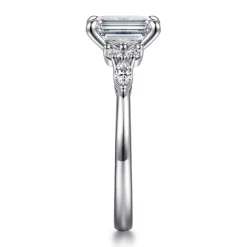 New Gabriel & Co. Avah - 18K White Gold Emerald Cut Diamond Cluster Engagement Ring