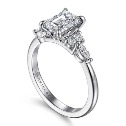 New Gabriel & Co. Avah - 18K White Gold Emerald Cut Diamond Cluster Engagement Ring