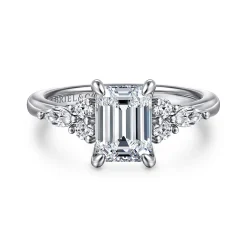 Online Gabriel & Co. Avah - 14K White Gold Emerald Cut Diamond Cluster Engagement Ring