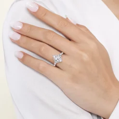 Discount Gabriel & Co. Avah - 14K White Gold Marquise Diamond Cluster Engagement Ring