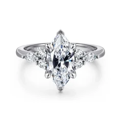 Discount Gabriel & Co. Avah - 14K White Gold Marquise Diamond Cluster Engagement Ring