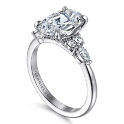 Hot Gabriel & Co. Avah - 14K White Gold Oval Diamond Cluster Engagement Ring