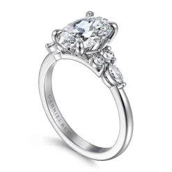 Best Gabriel & Co. Avah - 14K White Gold Oval Diamond Cluster Engagement Ring