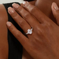 Best Gabriel & Co. Avah - 14K White Gold Oval Diamond Cluster Engagement Ring