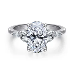 Best Gabriel & Co. Avah - 14K White Gold Oval Diamond Cluster Engagement Ring