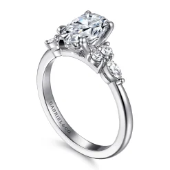Best Gabriel & Co. Avah - 18K White Gold Pear Shape Diamond Cluster Engagement Ring
