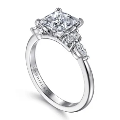 Sale Gabriel & Co. Avah - 14K White Gold Princess Cut Diamond Cluster Engagement Ring