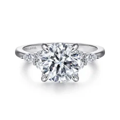 Outlet Gabriel & Co. Avah - 14K White Gold Round Diamond Cluster Engagement Ring