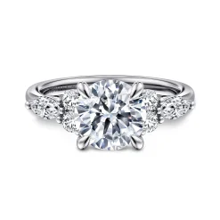 Discount Gabriel & Co. Avah - 14K White Gold Round Diamond Engagement Ring