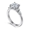 New Gabriel & Co. Avah - 14K White Gold Round Diamond Cluster Engagement Ring