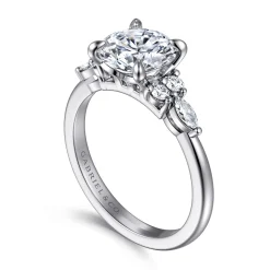 New Gabriel & Co. Avah - 14K White Gold Round Diamond Cluster Engagement Ring