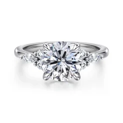 New Gabriel & Co. Avah - 14K White Gold Round Diamond Cluster Engagement Ring