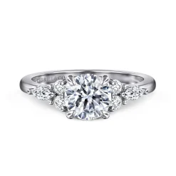 Discount Gabriel & Co. Avah - 14K White Gold Round Diamond Cluster Engagement Ring