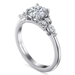 Discount Gabriel & Co. Avah - 14K White Gold Round Diamond Cluster Engagement Ring