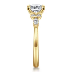 Clearance Gabriel & Co. Avah - 14K Yellow Gold Cushion Cut Diamond Cluster Engagement Ring
