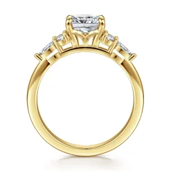 Clearance Gabriel & Co. Avah - 14K Yellow Gold Cushion Cut Diamond Cluster Engagement Ring