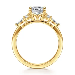 New Gabriel & Co. Avah - 18K Yellow Gold Cushion Cut Diamond Cluster Engagement Ring