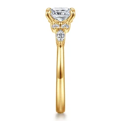 New Gabriel & Co. Avah - 18K Yellow Gold Cushion Cut Diamond Cluster Engagement Ring