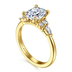 Hot Gabriel & Co. Avah - 14K Yellow Gold Elongated Cushion Diamond Cluster Engagement Ring
