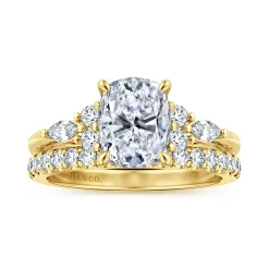 Hot Gabriel & Co. Avah - 14K Yellow Gold Elongated Cushion Diamond Cluster Engagement Ring