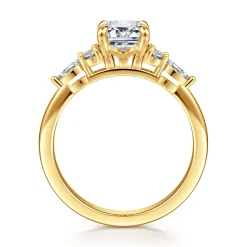 Clearance Gabriel & Co. Avah - 18K Yellow Gold Emerald Cut Diamond Cluster Engagement Ring